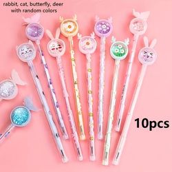 TEMU 10 Glittery , Bunny, Cat And Deer Gel Pens - Pastels With Glitter For Decoration, Valentine's Day Gifts And Gifts. Stationery Office Supplies