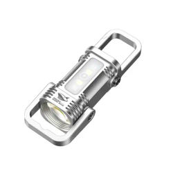 Mini Keychain Light COB Floodlight with Red Blue Warning Type C Fast Charging IPX4 Waterproof for Camping Hiking Night Riding