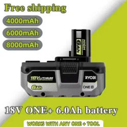 Batterie au lithium haute performance RYOBI ONE + 8,0 Ah, sans effet mémoire, faible auto-décharge,