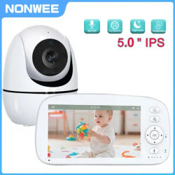 Baby monitor HD da 5" con tecnologia FHSS 2.4G | Batteria da 5000 mAh, durata 35 ore | Avviso di