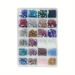 TEMU 24 Grids Nail Art Flatback Resin Rhinestones, 24 Color 2/3/4mm Resin Set, Accessories For Manicure Decoration, Colorful Suitable For Diy Fashion Shoes, Clothing, Makeup And Bags