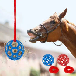 Boule de friandises pour chevaux TPR, rouge/bleu/vert, mangeoire circulaire pour poney, 5.5 pouces, jouet d'alimentation suspendu Durable pour bétail