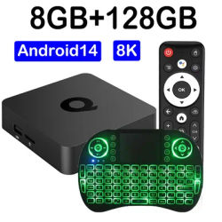 Android 14 TV Box Bluetooth 5.4 Q1 Smart TV Box 8K Ultra HD Allwinner H313 HDR10 Streaming Media Player Netflix Google Assistant