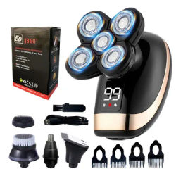 5 In 1 Electric Shaver For Men Bald Head Hair Clipper Nose Trimmer 5D Floating Blade Head Shaving Beard Knife Rechargeable Razor