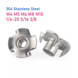 M4 M5 M6 M8 M10 1/4-20 5/16 3/8 304 Acciaio Stianless Quattro Artigli Dado Altoparlante T-dado Cieco Punte Inserto Tee Dado Mobili Hardwar