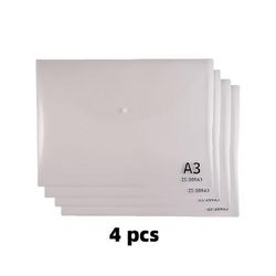 TEMU 4pcs A3 Snap File Bags, Transparent Waterproof Storage Bags For Papers, Books, And Exams, School, Office, And Classroom Organization, Office Supplies And School Supplies