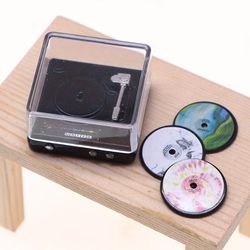 TEMU Vintage Mini Cd Player Toy For Dollhouse Decor - Collectible Metal Player With Mixed Color Discs, Diy Bedroom & Living Room Scene Model For Adults & Teens 14+ (amateur Hobby Gift)