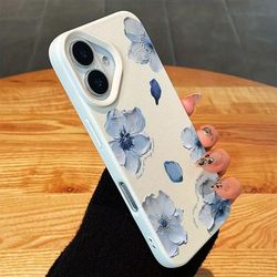 TEMU Blue And White Flowers, Suitable For Iphone 16 Phone Case Iphone 16 Plus/iphone 16 Pro Max/iphone 15/iphone 15plus/15pro/114promax/14pro Birthday/easter/boy/girlfriend Protection Tpu Phone Case