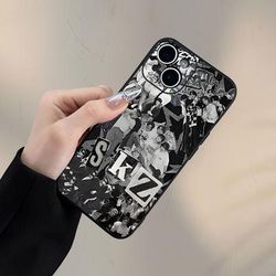 TEMU Fashion Skz Collage Style Phone Case, Full Protection Shockproof Anti-drop Tpu Soft Gel Cover For Iphone 16 15 14 11 Xs Xr X7/8 Pro
