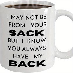 "TEMU 1pc, 11oz Fun Stepdad Coffee Mug - Ceramic Material, "i May Not Be Your Bag" Design, White With Black Text, Perfect Father's Day Gift Or As Dad Birthday Present"