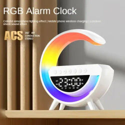 Réveil numérique LED avec lumière RGB, haut-parleur Bluetooth et chargeur sans fil, horloge de Table