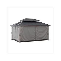 Sunjoy Group Replacement Privacy Curtains for 12 x 16 Wood Frame Gazebo (Grey / Black)