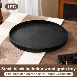 TEMU 1pc Large Round Plastic Serving Tray - Non-slip, Heat-resistant, Food-safe With Raised Edges For Coffee, Tea, Snacks, Breakfast - Ideal For Kitchen, Party, Bar Use, Tray