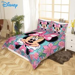 TEMU 3pcs Mouse Cartoon Bedding Set, Soft Breathable Polyester, Anime Theme, Zipper Closure, Machine Washable, Includes 1 Duvet Cover And 2 Pillowcases (no Insert)
