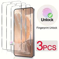 TEMU Tempered Glass Screen Protector For Galaxy 3-pack, Glossy Finish, Fingerprint Unlock Compatible, 9h Hardness, Anti-scratch, Bubble-free Installation, Case Friendly – High Definition Clear Shield
