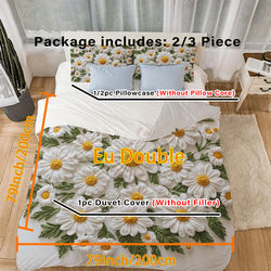 TEMU 3d Daisy Series Polyester Quilt Cover Set 2/3pcs