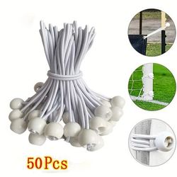 "TEMU 50pcs 6" Elastic Bungee Cord With Plastic Ball - Outdoor Camping Tent Straps, Ideal For Securing Gear &"
