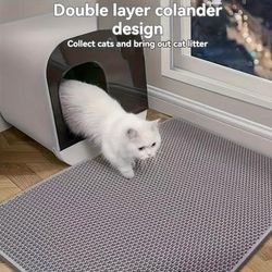 TEMU Double Layer Cat Litter Mat With Honeycomb Design, Eva Material, Large Size, & Easy Clean Control Rug For Cats