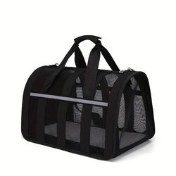 TEMU Pet Travel Carrier Bag, Portable Pet Bag, Folding Fabric Pet Carrier, Travel Carrier Bag For Dogs Or Cats, Pet Cage With Locking Safety Zippers, Airline Approved