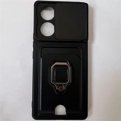TEMU Shockproof Push Window Slide Cover Camera Lens Protector Tpu Phone Case With Ring Holder And Card Slot For Infinix Note 40 Pro/pro+ 5g