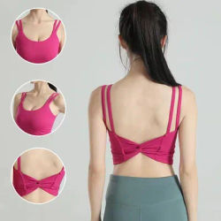 Summer Sports Underwear Integrated Nude Back Shockproof Gathering Running Bras Yoga Top Vest Outside Wear Clothing Suit