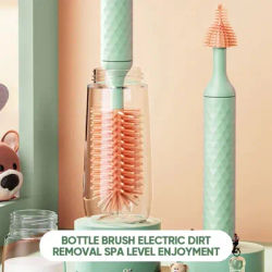 Brosse électrique pour biberon en Silicone, rotative à 360 degrés, tasse de sucette pour bébé, ensemble de brosses de nettoyage avec batterie au Lithium 1200mAh