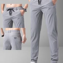 TEMU Summer Outdoor Pants With Drawstring Mid-rise, Print Back Pocket, And Zippered , Suitable For Outdoor Sports Activities.