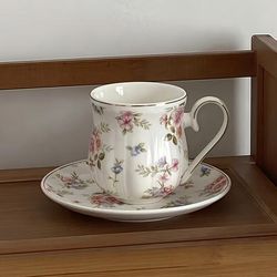 TEMU Scandinavian-style Floral Ceramic Coffee Cup And Saucer, Exquisite Afternoon Tea Mug, Suitable For Office Or Home Kitchen Use, Perfect As A Birthday Gift Or Festive Present
