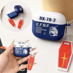 Mobile Suit Gundam Custodia per cuffie in TPU morbido dipinto e cinturino con cordino per Airpods 1 2 3 4 Pro 2 Custodia divisa Pelle ultrasottile