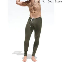 Spring and Autumn Men's Casual Elastic Knitted Pants Thin Long Johns Leggings Men's Sports Running