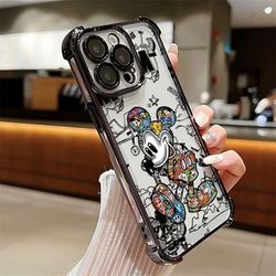TEMU Mouse Cartoon Phone Case For Iphone 16 15 14 11 Pro Xr Xs 7 Plus Shockproof Transparent Soft Back Cover