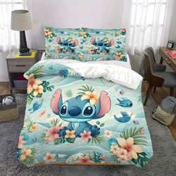 TEMU 3pcs & Stitch Cartoon Bedding Set Includes 1 Duvet Cover And 2 Pillowcases Super For Bedroom Gift For All Home Decor Multi Size