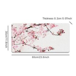 TEMU 1pc Extended Ink Plum Mouse Pad, High- Printed Design, Non-slip Rubber Base, Office & Gaming Mouse Mat, Desktop Accessory, Ideal Gift