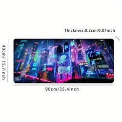 TEMU [] Neon Large Mouse Pad, 35.4x15.7 Inch, Rubber Base Desk Mat With , Non-slip Office Accessory, Oblong Shape For Home And Office Use, Mouse Pads For Desk