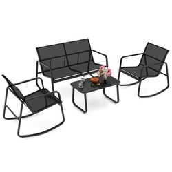 TEMU Goflame 4 Piece Patio Rocking Set Outdoor Rocker Chair Conversation Set