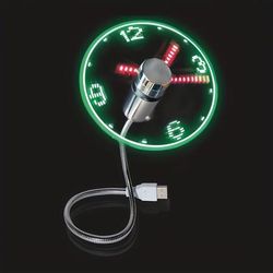 TEMU 1pc Usb Clock Fan With Real-time Display Function, Led Flash Word Can Display , Suitable For Desktop Computers And Laptops, Birthday Gifts, Holiday Gifts, Hanging Small Fans