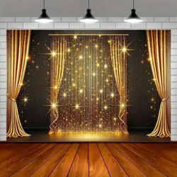Party Ball Background Golden Glittering Stage Horseracing Sparkling Star Photography Children Birthday Background Decoration