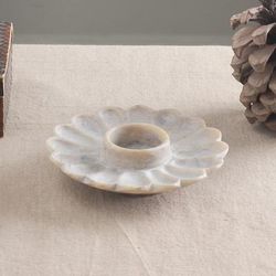 'Flower-Shaped Hand-Carved Natural Soapstone Tealight Holder'