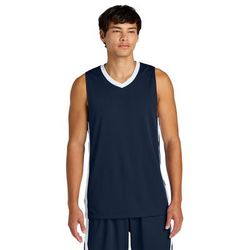 Sport-Tek ST900 Athletic Rival Basketball Rev Jersey T-Shirt in True Navy Blue/White size XS | Polyester