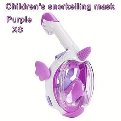 TEMU Unicorn Full-face Swimming Mask - Soft Silicone Kids Snorkeling Gear, Easy Breathing Design For Pool & , Pc Material, Ideal For 6-12 Year Olds, Pool Accessories