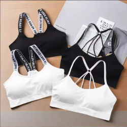 Sports underwear Women Yoga Fitness Seamless Crop Top Wide Letter Straps Comfortable Workout Activewear