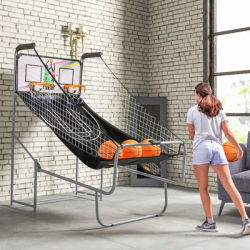 SPORTNOW Double-Shot Basketball Arcade Game, Foldable Indoor Game w/ 8 Modes