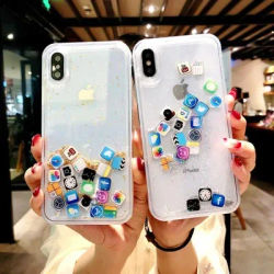 Cover con sabbie mobili dinamiche per iPhone 16 15 13 12 11 Pro Max Custodia per telefono liquido per iPhone 14 7 8 Plus X XR XS Custodia con icona per app carine