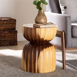 Noleta Hand-carved Suar Wood Side Table by BrylaneHome in Natural Brown (Size ONE SIZE)