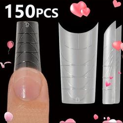 TEMU 150/180/240/300/630/1500pcs - Long Transparent Tips, Acrylic Professional Nail Super Long Tips, Acrylic Nail Tips, Half Covered Tips, Middle Length, Holiday Elements, Nail Art, Diy Nail Art