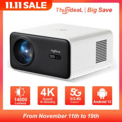 ThundeaL Mini Portable HD Projector TD85SE TD85 TD85W Android 12 WiFi 6 Home Theater Meeting 2K 4K Video Movie Beam Projector