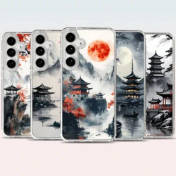 Japanese Ink Landscape Art Magnetic Phone Case for Samsung Galaxy S25 Ultra S24 Plus S22 S23 FE A55 A56 A36 A16 5G Cover