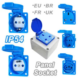 16A/250V Industrial IP54 Waterproof Socket Multifunctional Connector Wall Panel Mount Socket for Brazil UK German EU French