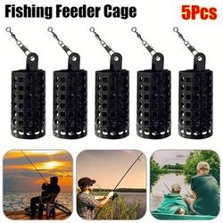 TEMU 5pcs Stainless Steel Fishing Feeder Cage Square 10g-50g Fishings Lure Cage Portable Trap Bait Basket Fishing Tackle