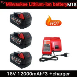 100%For Milwaukee M18 18V 12000mAh 18650 Lithium Replacement Battery For Milwaukee 48-11-1860 48-11-1850 48-11-1840 Tool Battery